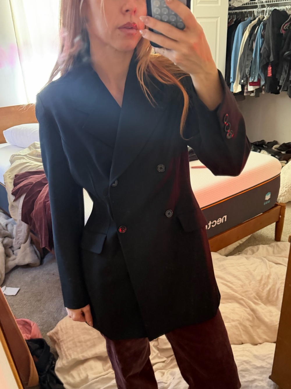 Vintage Certified Wool Classiques Entier Black Double-Breasted Blazer